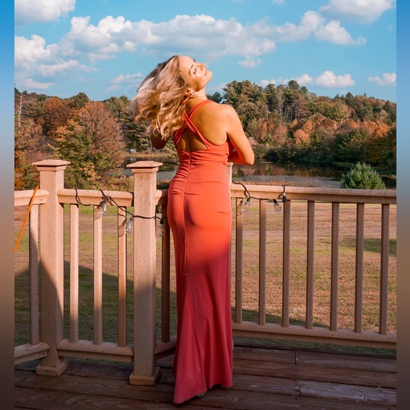 Nicole Miller Coral Gown size 0 - Picture 1 of 5